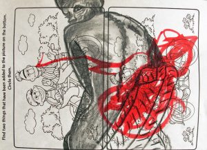 drawing of woman's back