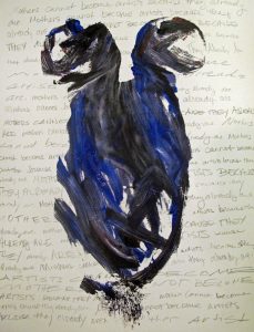 abstract painting in blue and black