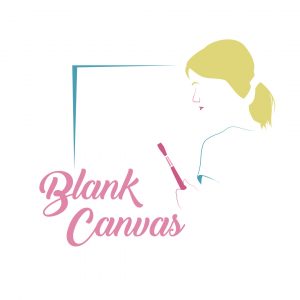 drawing of a woman staring at a blank canvas