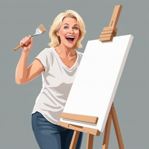 woman with a blank canvas
