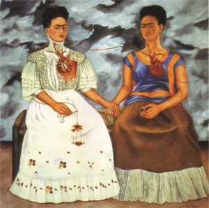 painting of two women holding hands