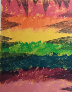 abstract painting of rainbow colors